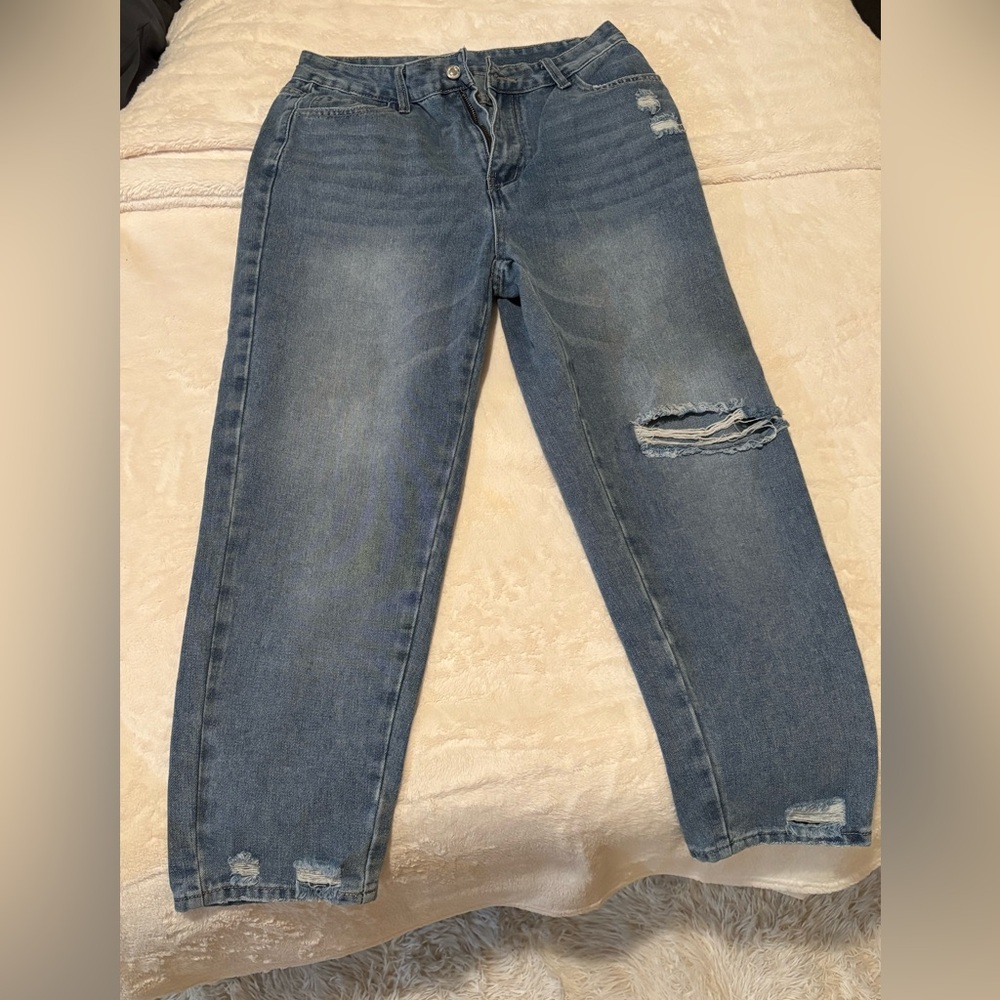 Distressed Blue Jeans Shein